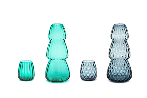 Tropical Murano mouth-blown glass tableware