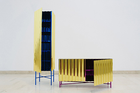 A cabinet that plays with the material perception