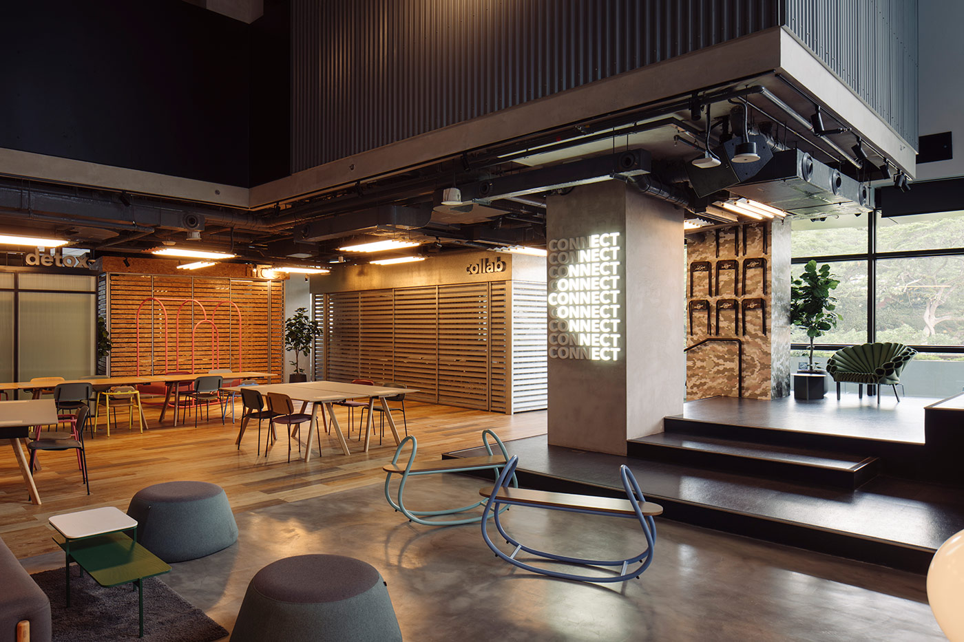 Custom contract furniture for a new co-working & co-living concept in Singapore